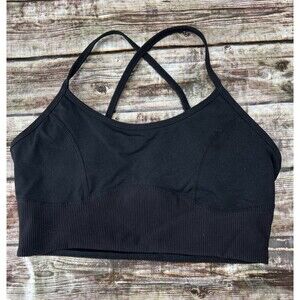 ZYIA Active Womens Sports Bra Pullover Removable Padding Light Support Black M